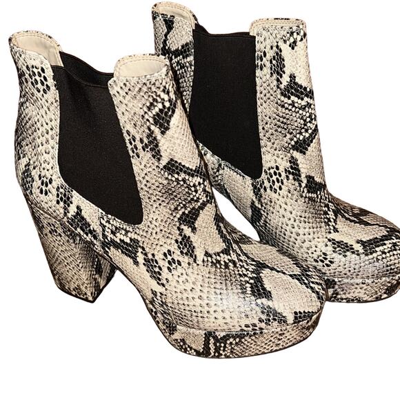 Sam Edelman Abella Platform Chelsea Boots Reptile Embossed Size 9.5M Used - Picture 2 of 8